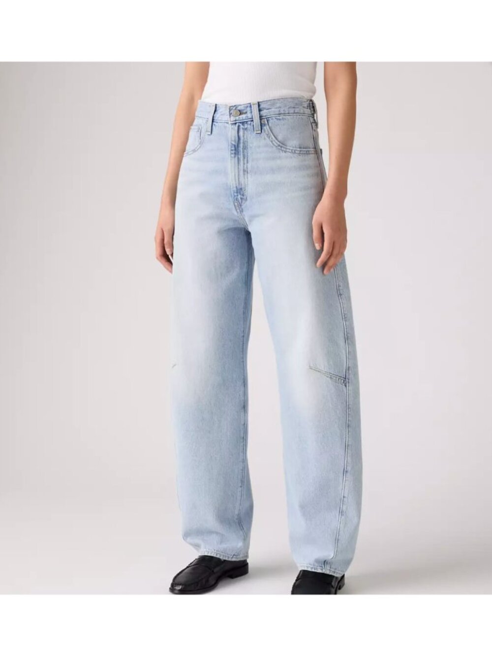 New Levi's Women's 28x33 Cinch Barrel Jeans Abraided Art Light Wash 003V50003